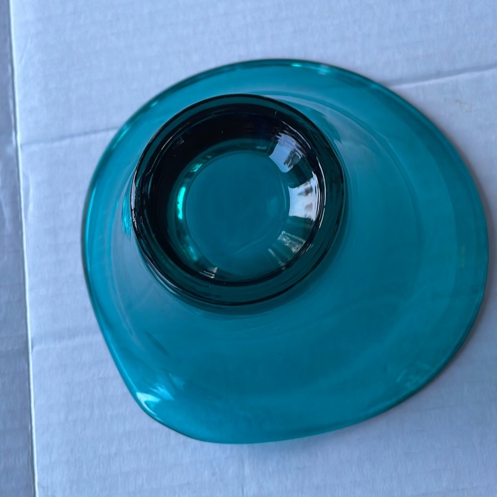 Vintage turquoise bowl art glass - Picture 5 of 12